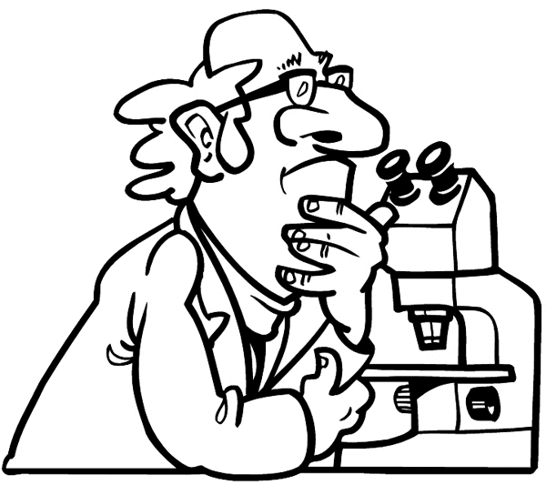 Doctor at microscope vinyl sticker. Customize on line. Health Illness Anatomy 050-0280